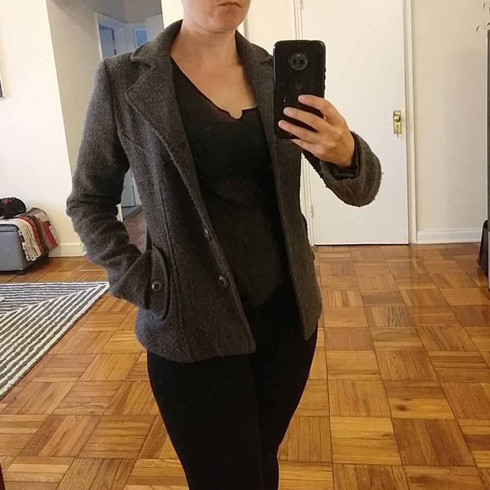 Wool/acrylic gray 4 button blazer